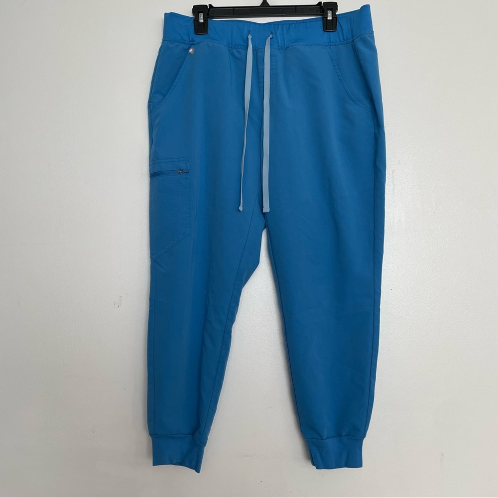 FIGS Zamora High Waisted Jogger Scrub Pants Capri Blue 2597 Size Large Petite
